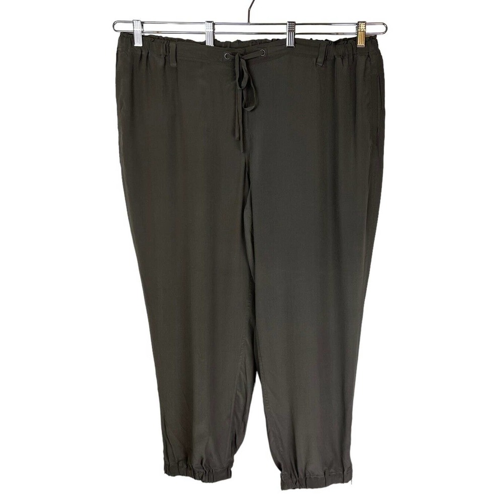 NEW Eileen Fisher Silk Ankle Cargo Pants 2X Pockets Tapered Zip Leg High Rise